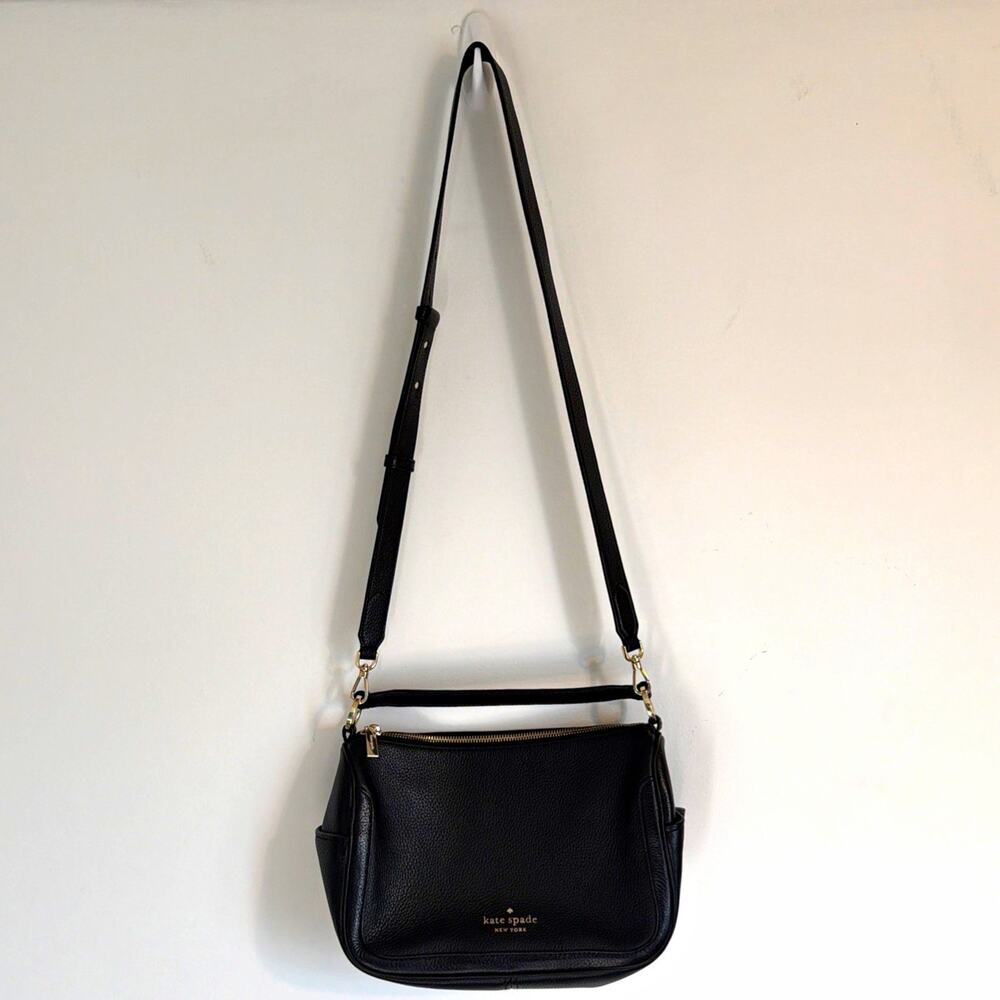 Kate Spade Smoosh K6047 Black Pebbled Leather Crossbody Shoulder Bag 2022